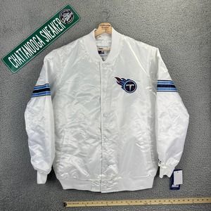NFL Jacket Mens Extra Large White Blue Starter Tennessee Titans Varsity Football